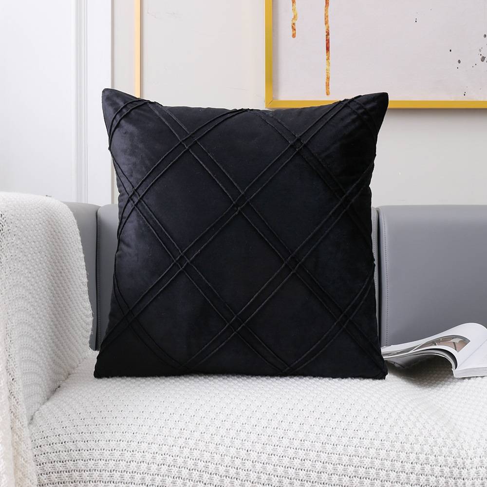 Geometric Pattern Plain Color Decorative Stripe Throw Pillow Covers Velvet Sofa Cushion Covers