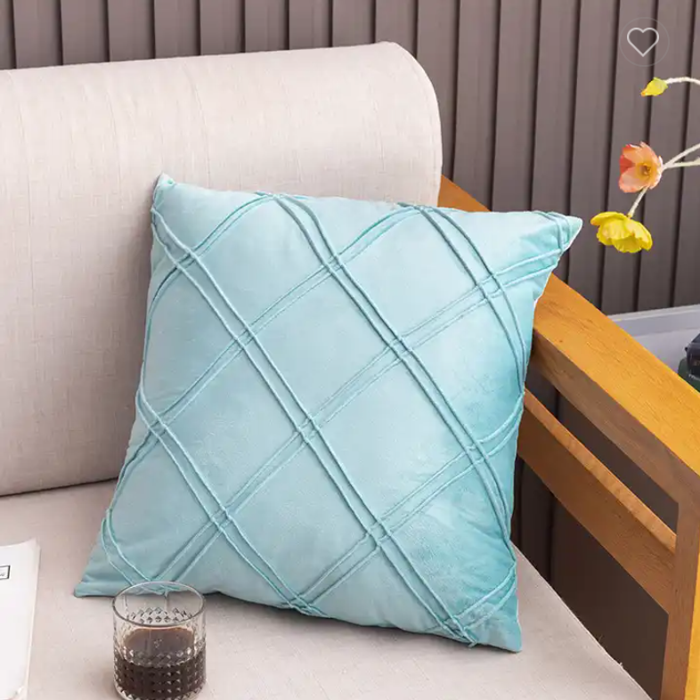 Geometric Pattern Plain Color Decorative Stripe Throw Pillow Covers Velvet Sofa Cushion Covers