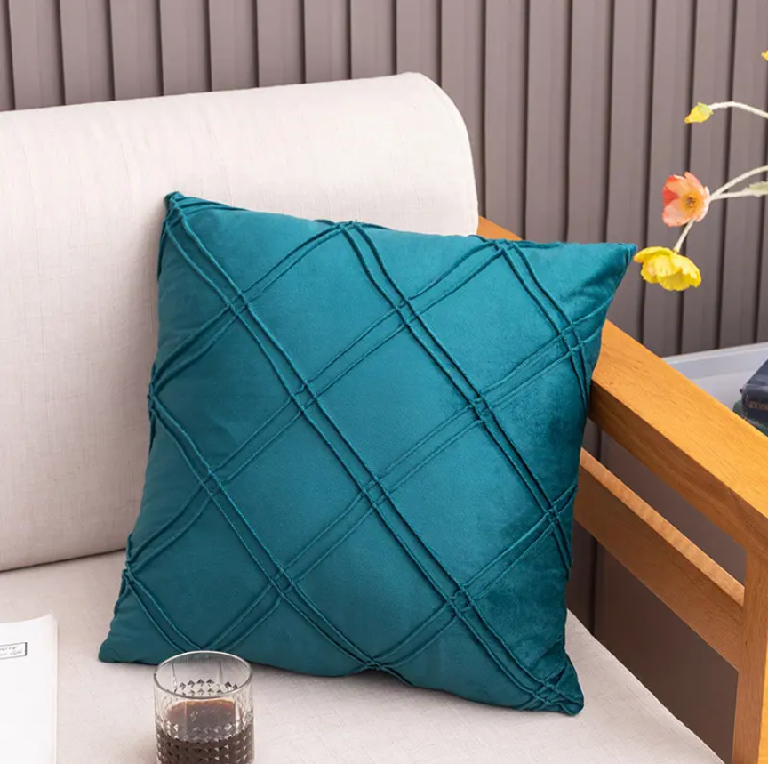 Geometric Pattern Plain Color Decorative Stripe Throw Pillow Covers Velvet Sofa Cushion Covers