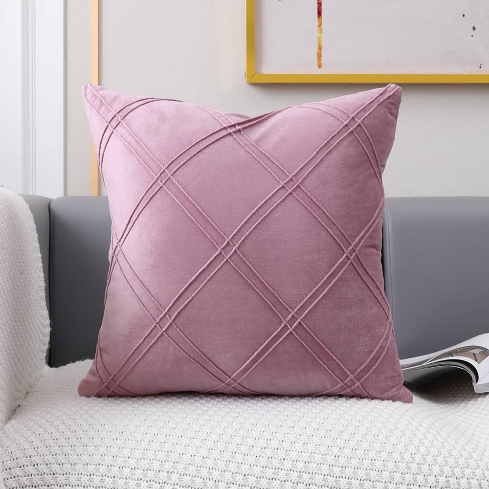 Geometric Pattern Plain Color Decorative Stripe Throw Pillow Covers Velvet Sofa Cushion Covers