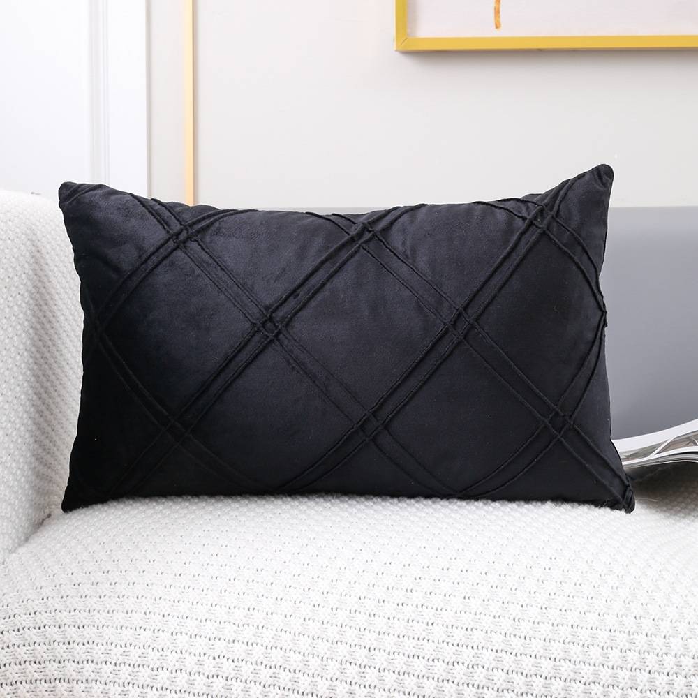 Geometric Pattern Plain Color Decorative Stripe Throw Pillow Covers Velvet Sofa Cushion Covers