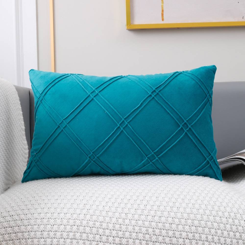 Geometric Pattern Plain Color Decorative Stripe Throw Pillow Covers Velvet Sofa Cushion Covers