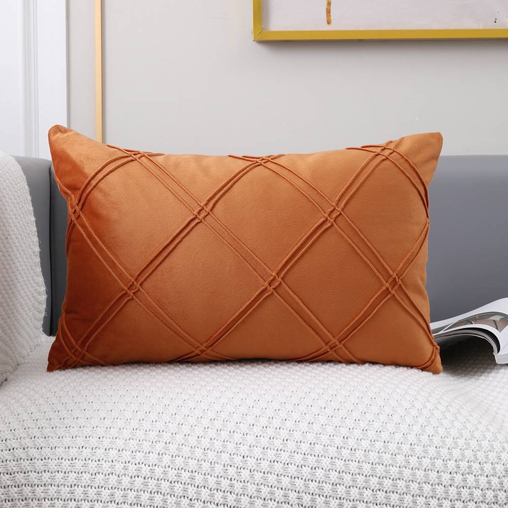 Geometric Pattern Plain Color Decorative Stripe Throw Pillow Covers Velvet Sofa Cushion Covers