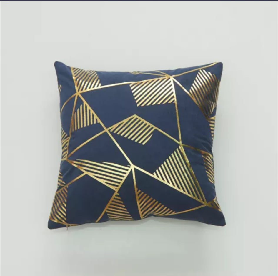 Geometric Gold Bronzing Printing Cushion Cover for Home Decor