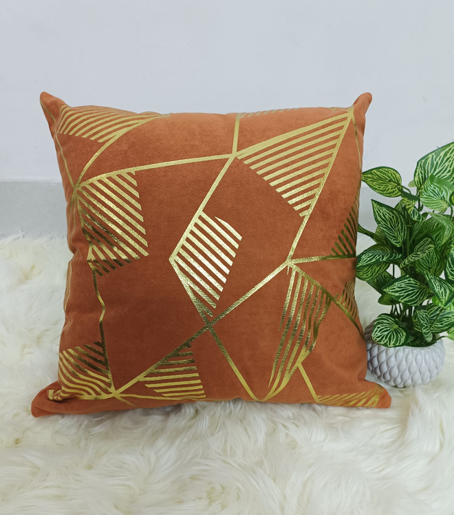 Geometric Gold Bronzing Printing Cushion Cover for Home Decor