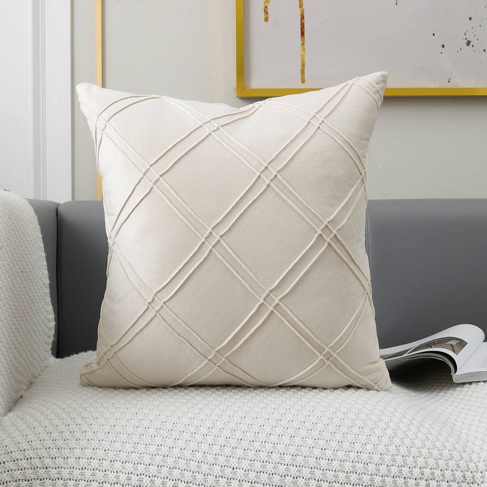 Geometric Pattern Plain Color Decorative Stripe Throw Pillow Covers Velvet Sofa Cushion Covers