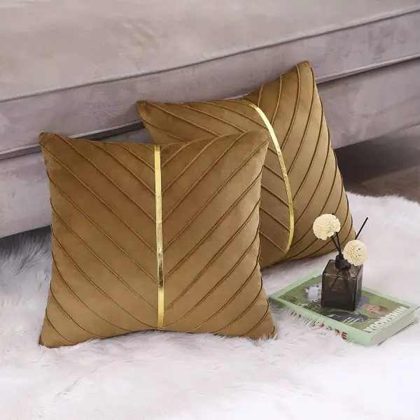 Luxury Velvet Cushion Covers Patchwork Leaf Design for Home Decor