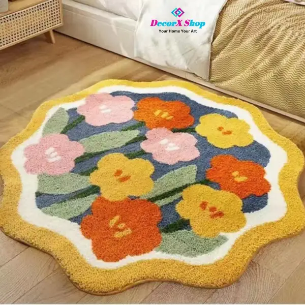 Bedroom Foot Mat – Colorful Flowers Design