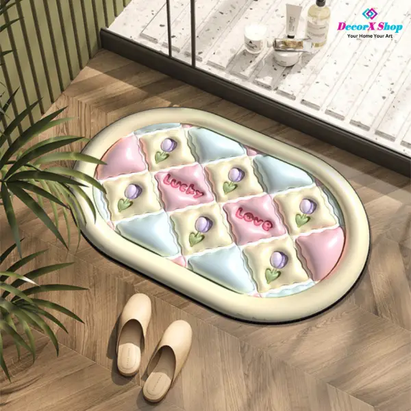 3D Visual Stereoscopic Velvet Floor Mat – Tulip Pink