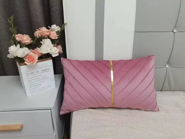 12/20 Inch Pink Color Luxury Velvet Cushion Covers Patchwork Leaf Design for Home Decor