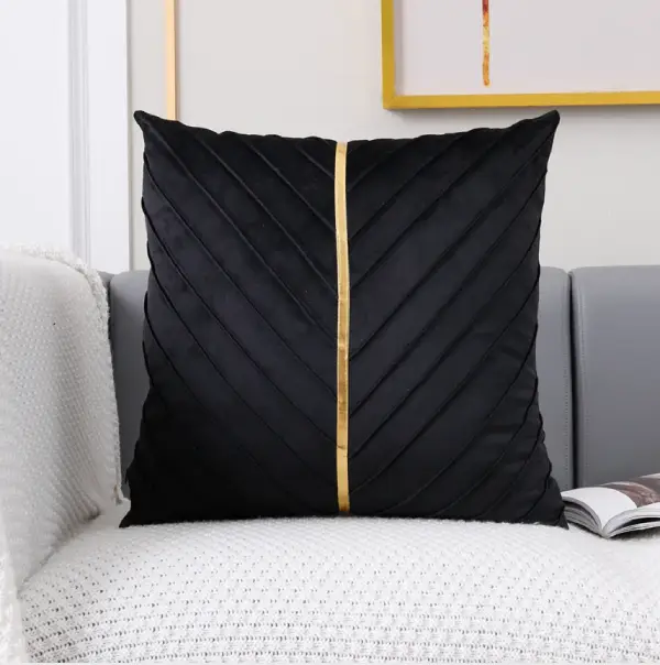 18/18 Inch Black Color Luxury Velvet Cushion Covers Patchwork Leaf Design for Home Decor