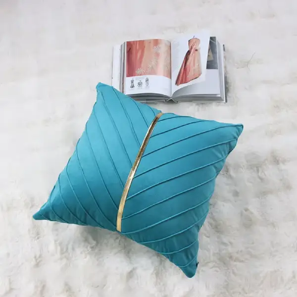 16/16 Inch Ocean Blue Color Luxury Velvet Cushion Covers Patchwork Leaf Design for Home Decor
