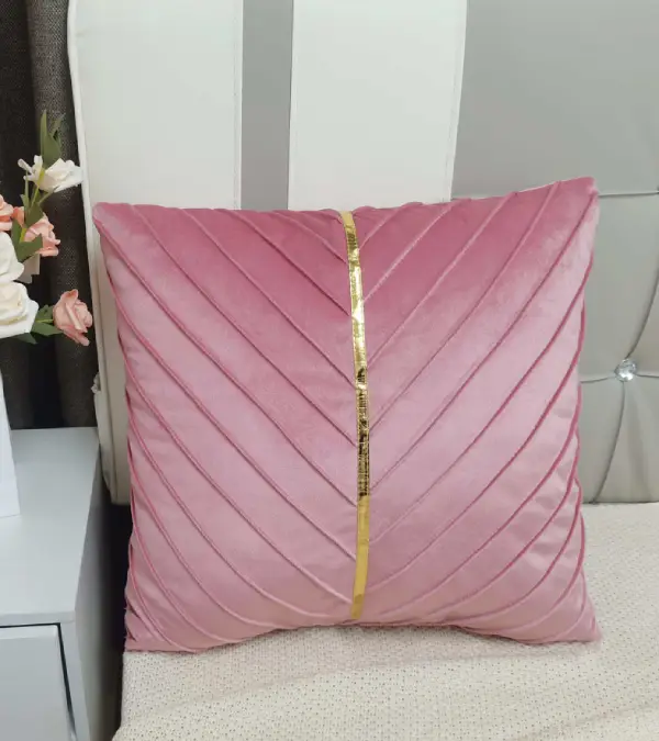 18/18 Inch Pink Luxury Velvet Cushion Covers Patchwork Leaf Design for Home Decor